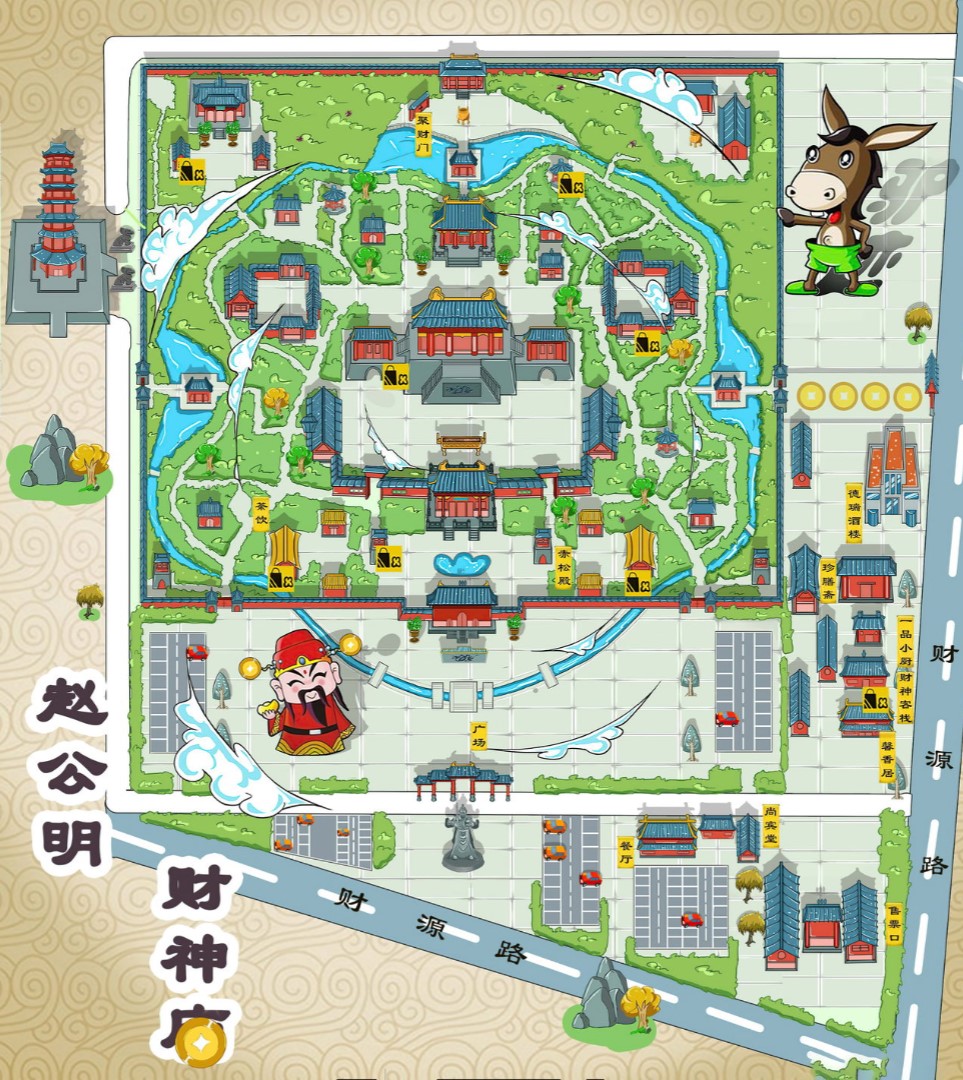 罗城寺庙类手绘地图